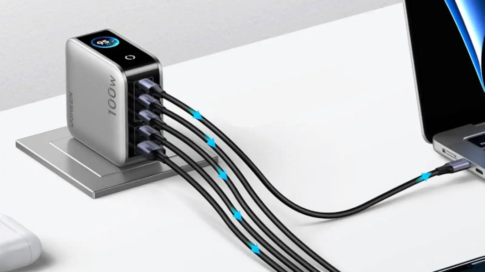 A compact 100W GaN charger powers four devices at once, now under $50